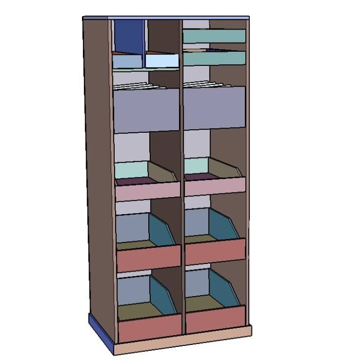 Free-Standing Pantry with Pull Out Drawers Plans
