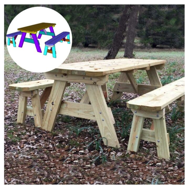 Picnic Table with Detached Benches Plans