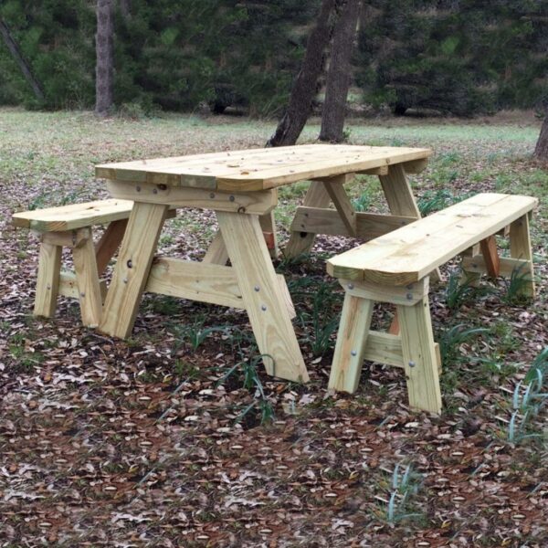 diy picnic table with detached benches plans featured