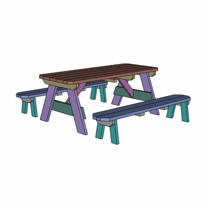 picnic table with detached benches plans featured