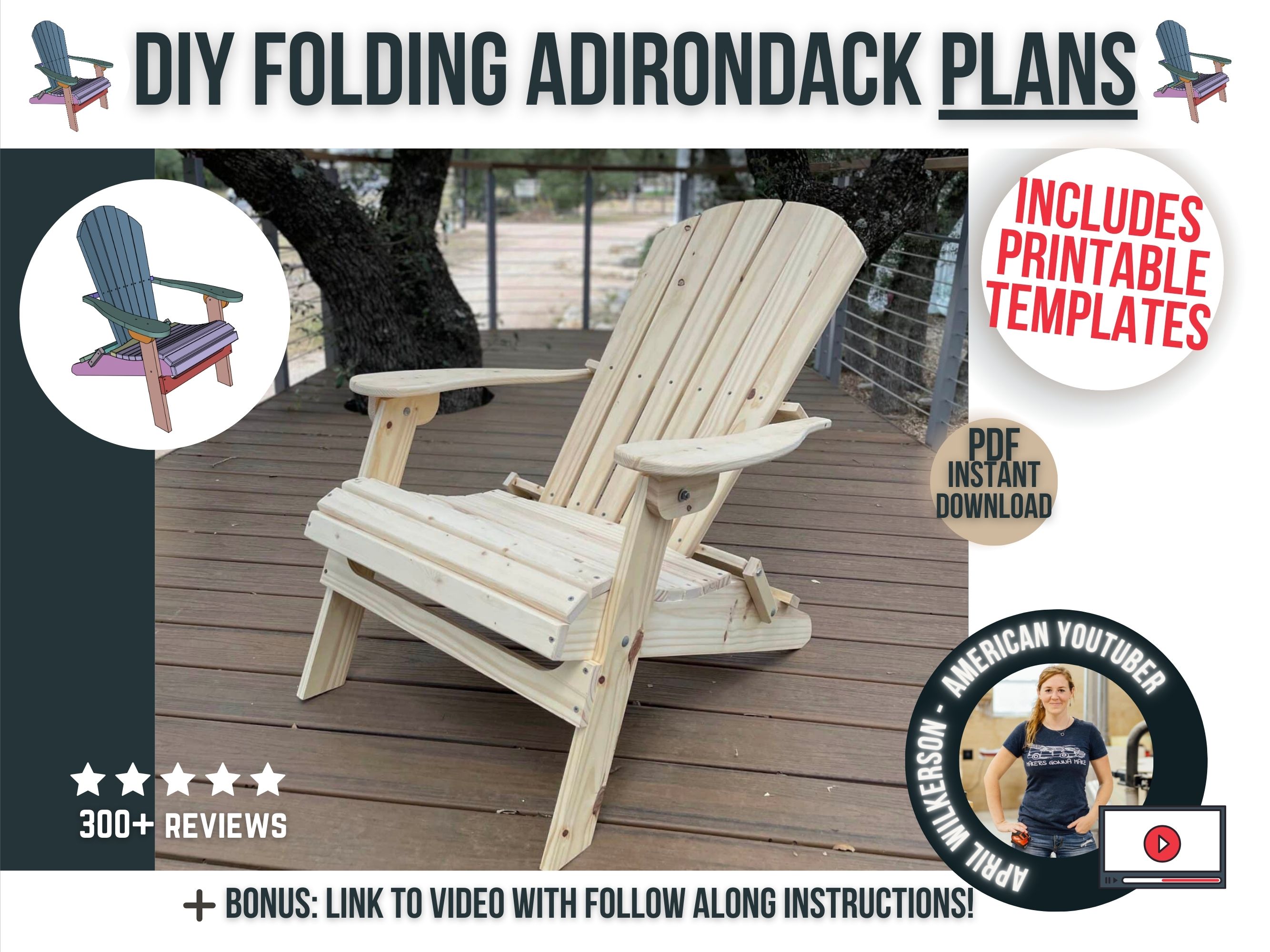 Folding Adirondack Chair Arrows