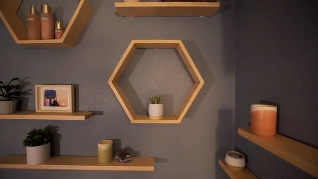 how to diy floating hexagon shelves 29