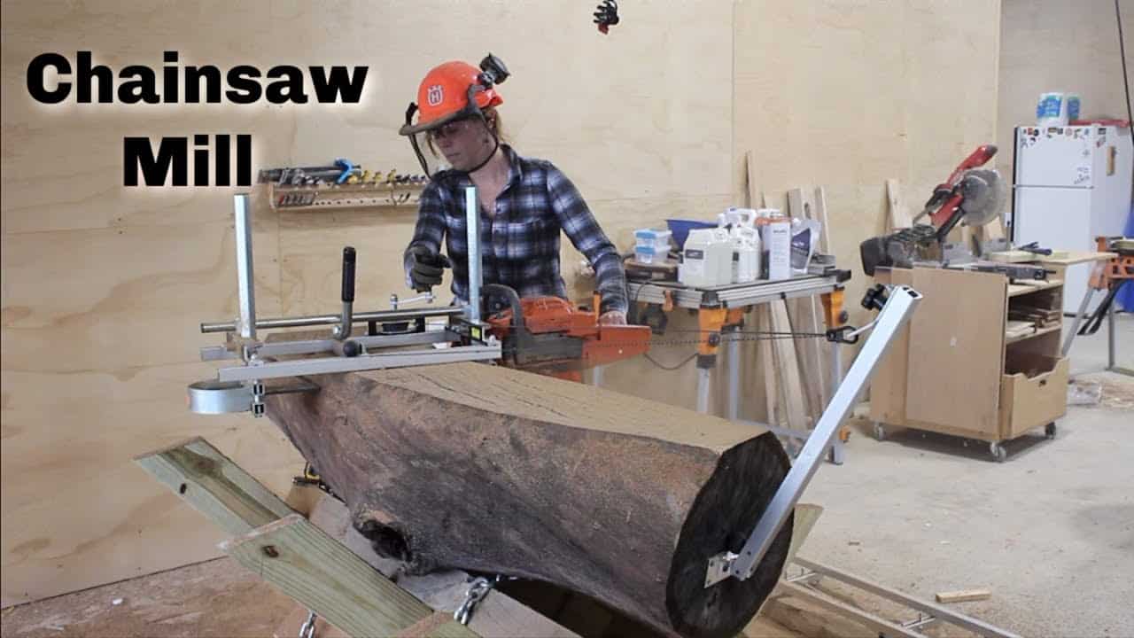 chainsaw mill how to slab logs 175