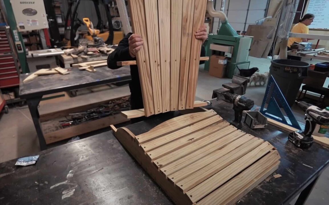 Attach the Back to the Seat of your DIY Adirondack Rocking Chair