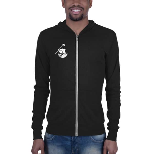 unisex lightweight zip hoodie solid black triblend front 6623d15f52c59