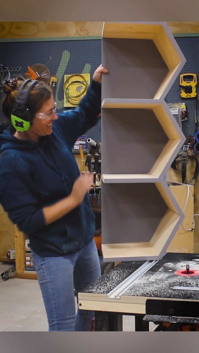 Does anyone else hug their projects? No? Just me? #dontlie 😂 this was my firewood holder! head over to my YouTube channel to see the full video. #youtube #youtuber #diy #diyproject #firewoodholder #organize #storage #woodworker #creator